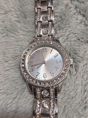 WATCH, Silvertone And Rhinestones, About 7", Unbranded But Very  Pretty, EUC